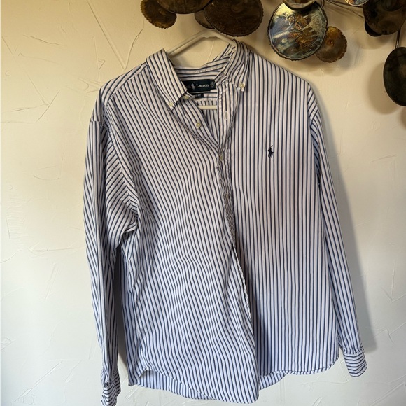 Ralph Lauren Polo Men's Navy Striped Button Down Shirt - Picture 4 of 6